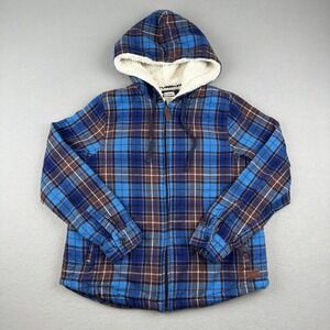 LL Bean Relaxed Fit Scotch Plaid Flannel Shirt Sherpa Lined Womens XS Zip Hoodie